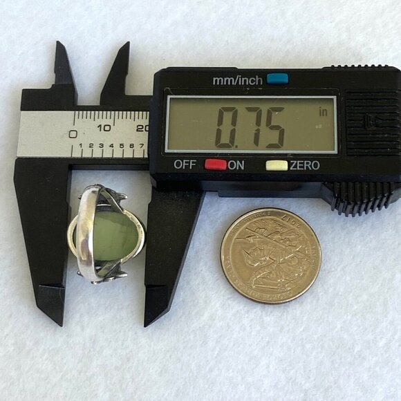 Sterling Silver 925 Oval Bezel Set Green Chalcedony Quartz Leaf Ring Sz 8.5 - Picture 13 of 16